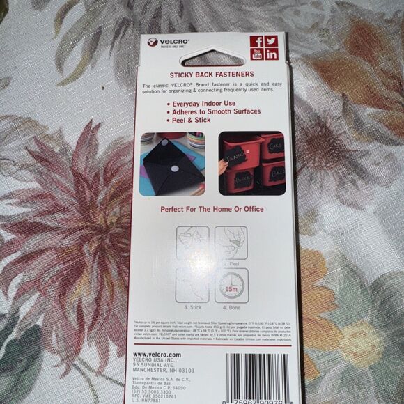 Velcro Sticky Back Self Adhesive Hook Loop 6'x3/4" Holds 5lb Wt New Sealed Box - Picture 5 of 5